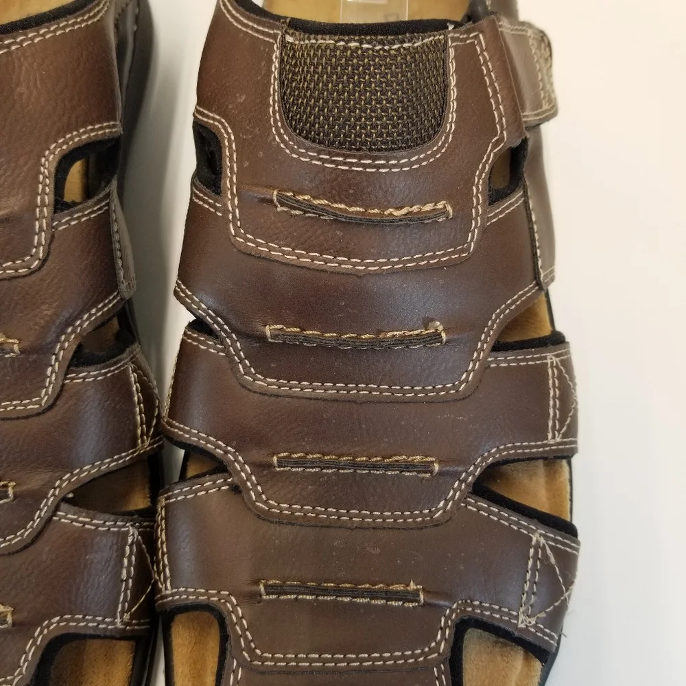 Dockers Searose Mens Size 13M Brown Faux Leather Fisherman Sandal Memory Foam